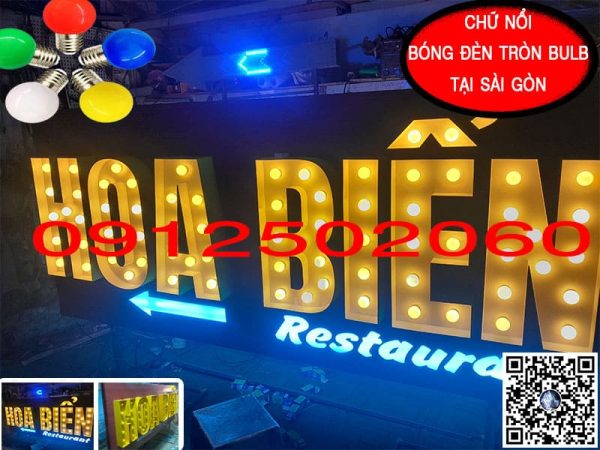 chữ nổi gắn đèn bóng tròn đẹp