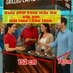 quầy phát hàng mẫu gấp gọn mặt inox cho thuê